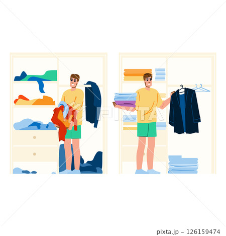 hang organize closet man vector 126159474