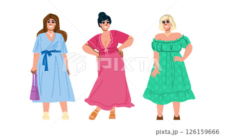 style plus size dress woman vector 126159666