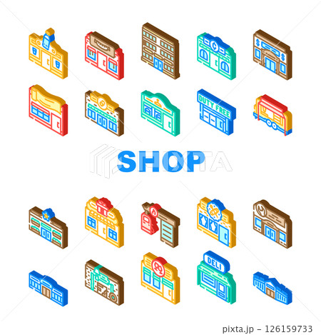 shops retail store boutique icons set vector 126159733