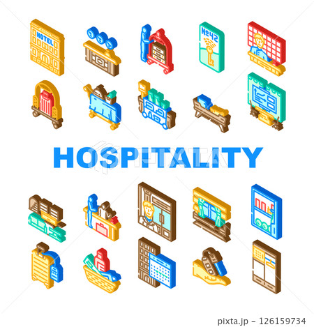 hospitality service guest hotel icons set vector 126159734