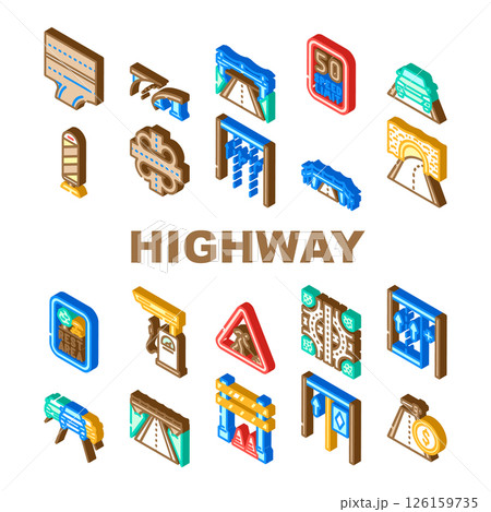 highway road traffic asphalt icons set vector 126159735