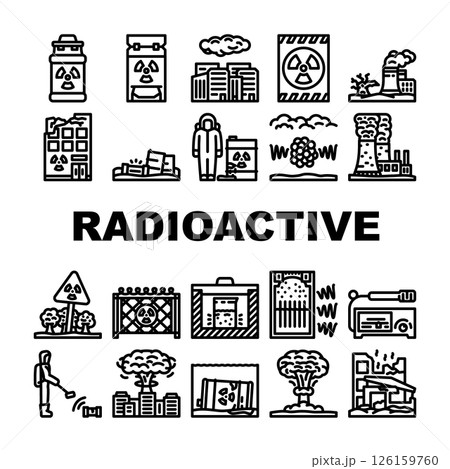 radioactive pollution hazard icons set vector 126159760