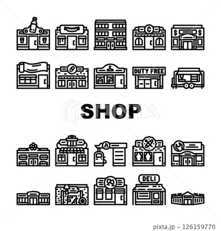 shops retail store boutique icons set vector 126159770