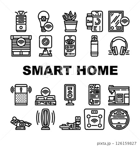 smart home wellness automation icons set vector smart home wellness automation icons set vector 126159827
