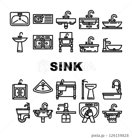 sink kitchen bathroom icons set vector sink kitchen bathroom icons set vector 126159828