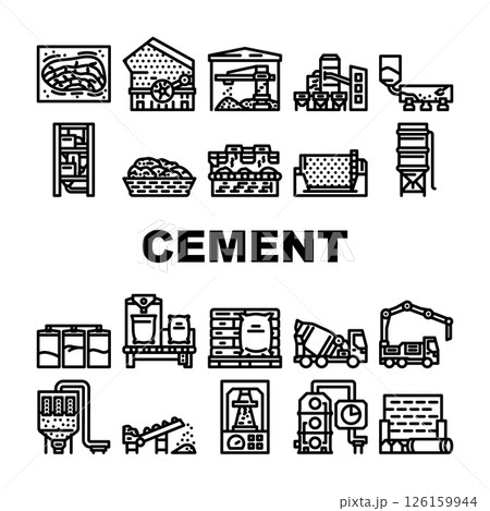 cement production clinker icons set vector 126159944
