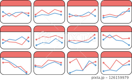 折れ線グラフのグラフィック素材イラスト 126159979