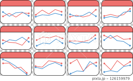折れ線グラフのグラフィック素材イラスト 126159979