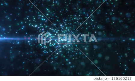 Blue bokeh lights on a dark background, creating a deep, serene, and futuristic ambiance with a cosmic touch 126160212