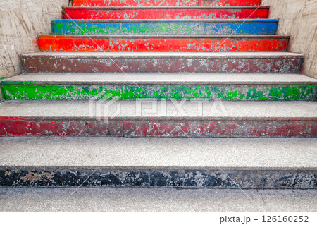 old street staircase with colorful steps old street staircase with colorful steps 126160252