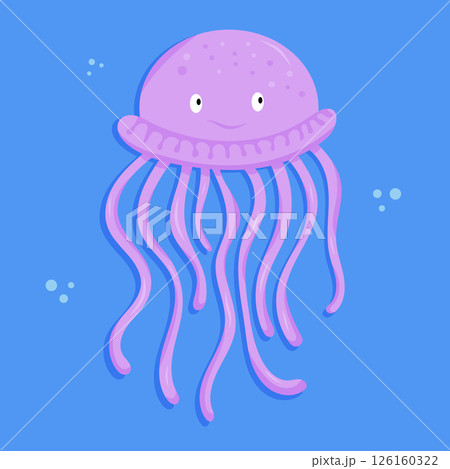 Funny purple jellyfish with tentacles in the ocean Funny purple jellyfish with tentacles in the ocean 126160322