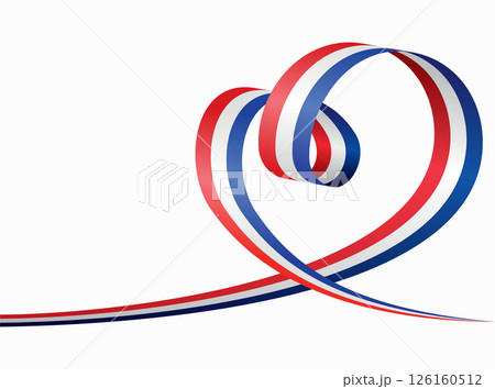 Dutch flag heart shaped ribbon. Vector illustration. 126160512