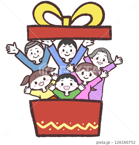 箱から飛び出す家族のイラスト 126160752