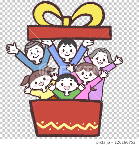 箱から飛び出す家族のイラスト 126160752