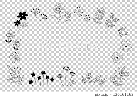 Simple plant line drawing illustration set (black) 126161162