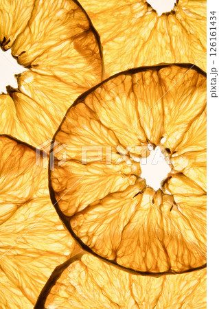 Pattern of dried orange frips. Natural snack. Pattern of dried orange frips. Natural snack. 126161434