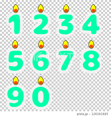 數位蠟燭插圖(0至9,用於生日和慶祝活動) 數位蠟燭插圖(0至9,用於生日和慶祝活動) 126161685