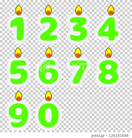 數位蠟燭插圖（0至9，用於生日和慶祝活動） 126161686