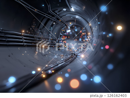 インフォメーションハイウエイ　データの流れるトンネルのイメージ素材 126162403