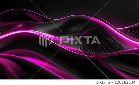 ブラックに映えるビビッドなピンクラインの流動美 126162534