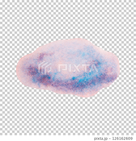 Watercolor illustration of a smooth sea stone in soft pink, violet and blue tones. Resembles a pebble or a magical ocean drop. Perfect for sea-themed designs, kids' projects and summer decor. 126162609