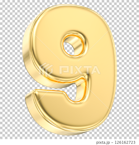 Number 9 Gold 3D Render 126162723