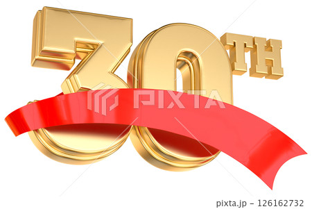 Happy Anniversary Number 30 th Gold With Red 3D Render Happy Anniversary Number 30 th Gold With Red 3D Render 126162732