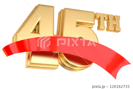 Happy Anniversary Number 45 th Gold With Red 3D Render 126162735