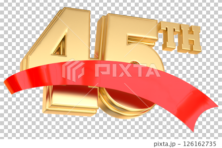 Happy Anniversary Number 45 th Gold With Red 3D Render 126162735