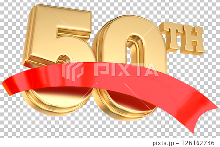Happy Anniversary Number 50 th Gold With Red 3D Render 126162736