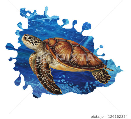 turtle on water 126162834