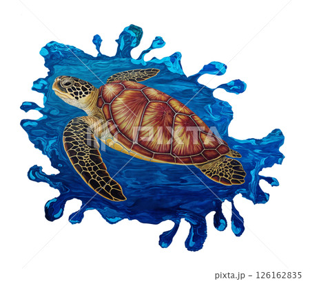 sea turtle underwater in the sea 126162835