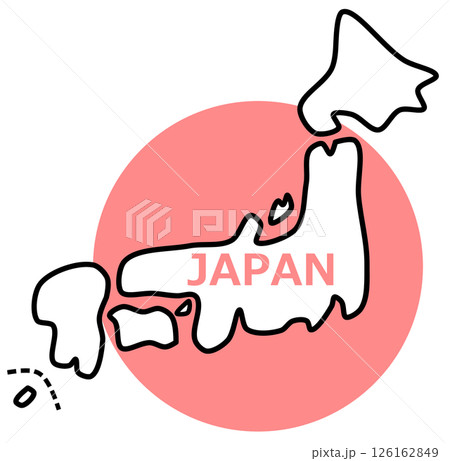 島国で観光地が多い日本列島の全国地図 126162849
