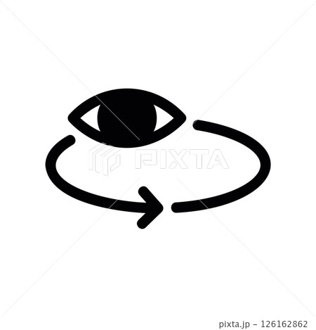 Eye Icon with a Circular Arrow and 360 Text for Panoramic View 126162862