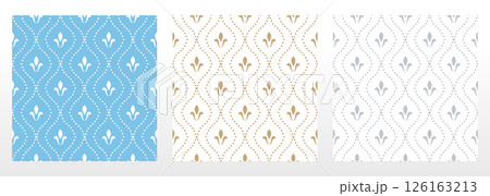 Collection of flower geometric patterns. Seamless vector backgrounds. Colored ornaments. Ornament for fabric, wallpaper, packaging. Decorative prints Collection of flower geometric patterns. Seamless vector backgrounds. Colored ornaments. Ornament for fabric, wallpaper, packaging. Decorative prints 126163213
