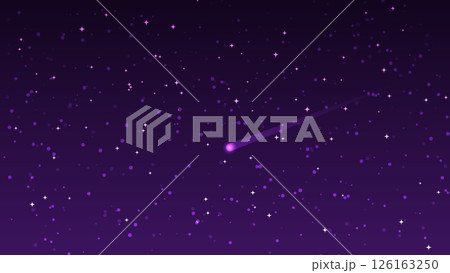 starry night sky background with shooting star. landscape cartoon scene 126163250