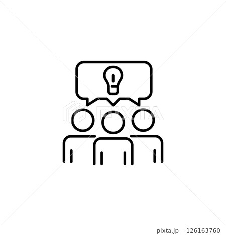 Brainstorm Icon – Group Discussion with Lightbulb Symbol 126163760