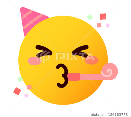 お祝い　絵文字、顔文字 表情の顔のイラスト  126163778