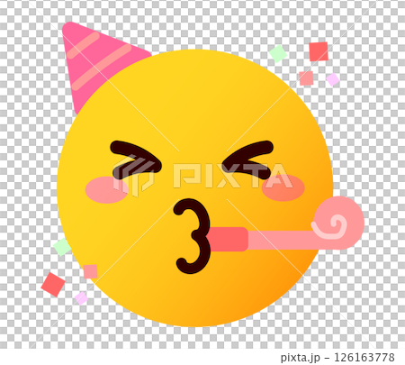 お祝い　絵文字、顔文字 表情の顔のイラスト  126163778
