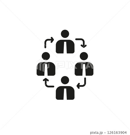 Teamwork Cycle Icon - Solid Business Collaboration Symbol 126163904