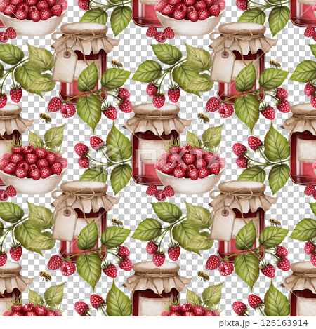 Jam and raspberry seamless pattern 126163914