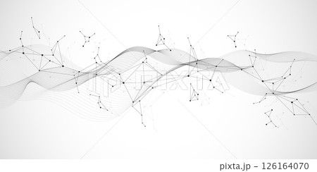 Abstract digital connection dots and lines. Technology polygonal background. Network connection structure. Plexus effect. Vector Illustration. 126164070