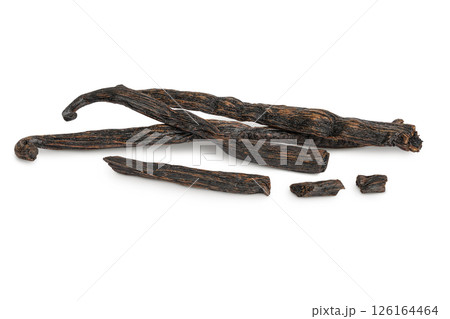 Dried vanilla stick isolated on white background 126164464