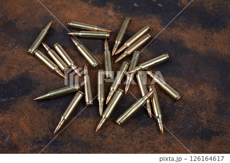 Ammunition on rust metal 126164617