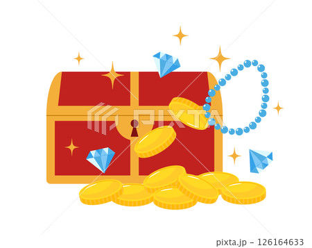 閉まっている宝箱とコイン 126164633