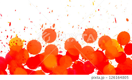 abstract watercolor composition featuring overlapping warm-toned circles in red, orange, and yellow, splattered abstract watercolor composition featuring overlapping warm-toned circles in red, orange, and yellow, splattered 126164805