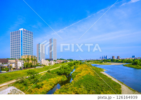 日本の東京都市景観5月13日…多摩川や川崎・武蔵小杉駅前のタワーマンション群など望む=令和7年 日本の東京都市景観5月13日…多摩川や川崎・武蔵小杉駅前のタワーマンション群など望む=令和7年 126164939
