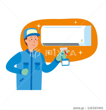 エアコンクリーニングをする男性作業員 エアコンクリーニングをする男性作業員 126165402