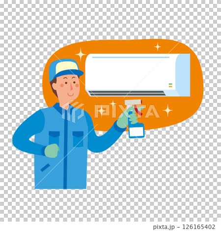 エアコンクリーニングをする男性作業員 エアコンクリーニングをする男性作業員 126165402