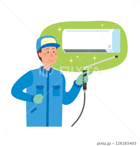 エアコンクリーニングをする男性作業員 126165403